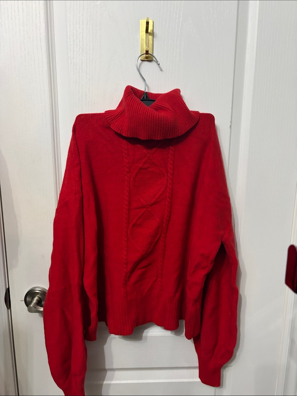 Mexx Red Cable-Panel Turtleneck Sweater